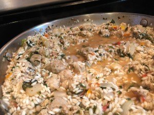 Simmering risotto